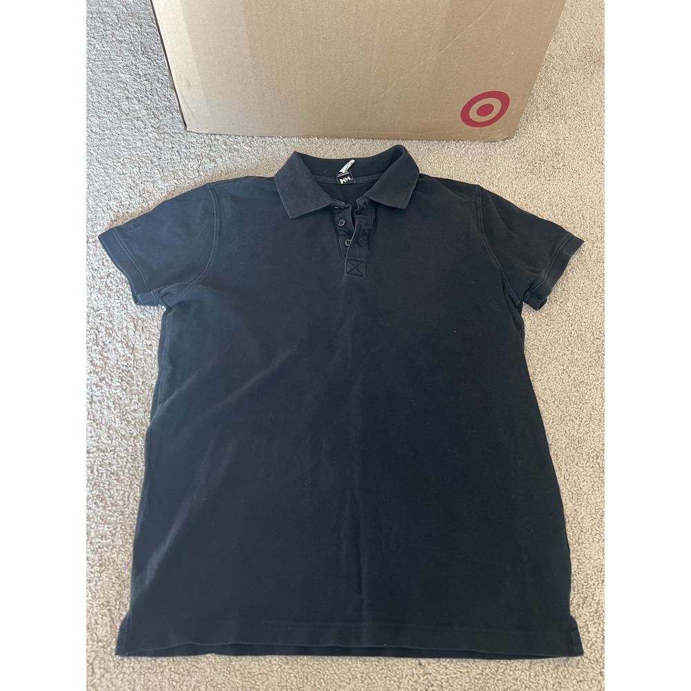 Helly Hansen Men's Black Cotton Polo Shirt Short Sleeve Logo Size Large